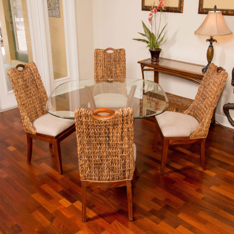 Alexander & Sheridan Belize Natural Rattan Indoor 4-Person Dining Set with Cushions