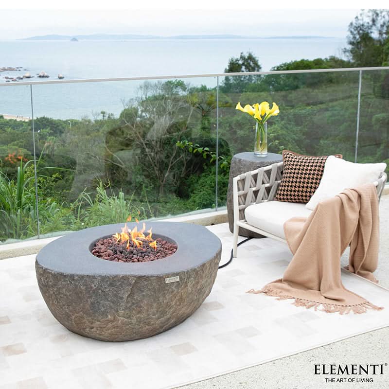 Elementi Boulder Glass Fiber Reinforced Concrete Outdoor Fire Pit Table