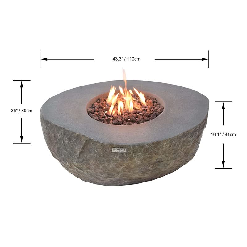Elementi Boulder Glass Fiber Reinforced Concrete Outdoor Fire Pit Table
