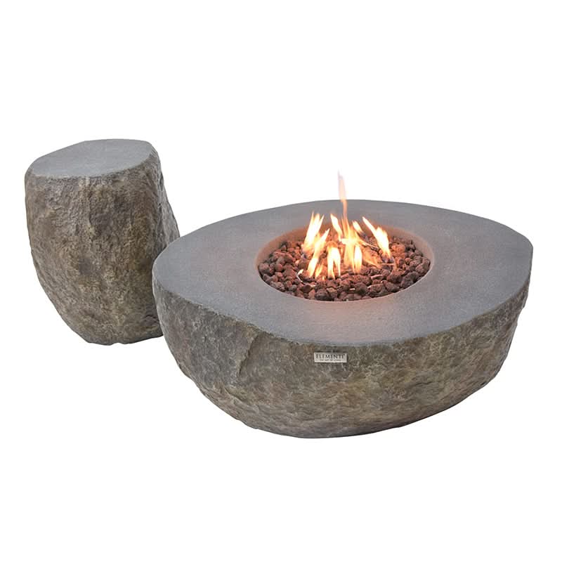 Elementi Boulder Glass Fiber Reinforced Concrete Outdoor Fire Pit Table