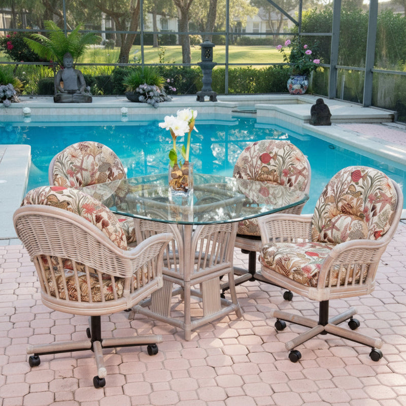 Alexander & Sheridan Bridgeport Natural Rattan Indoor 4-Person Dining Set with Cushions