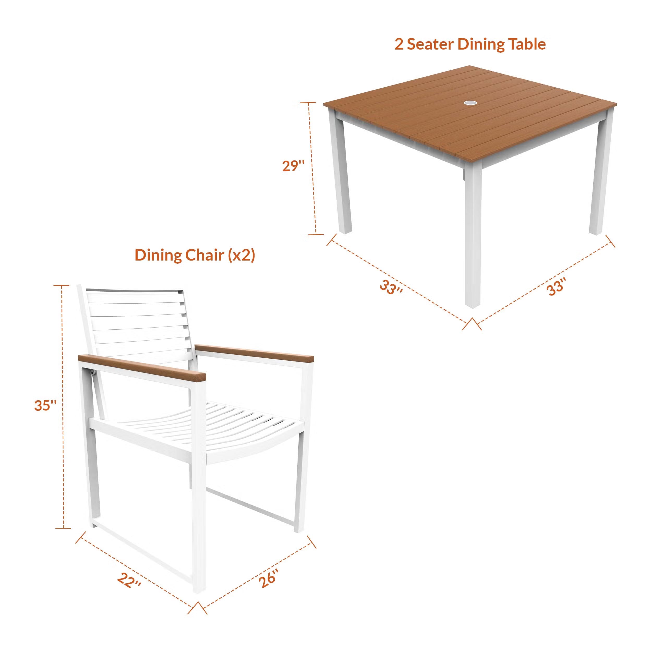 NorthCape International Brighton Aluminum Outdoor 2-Person Patio Dining Set