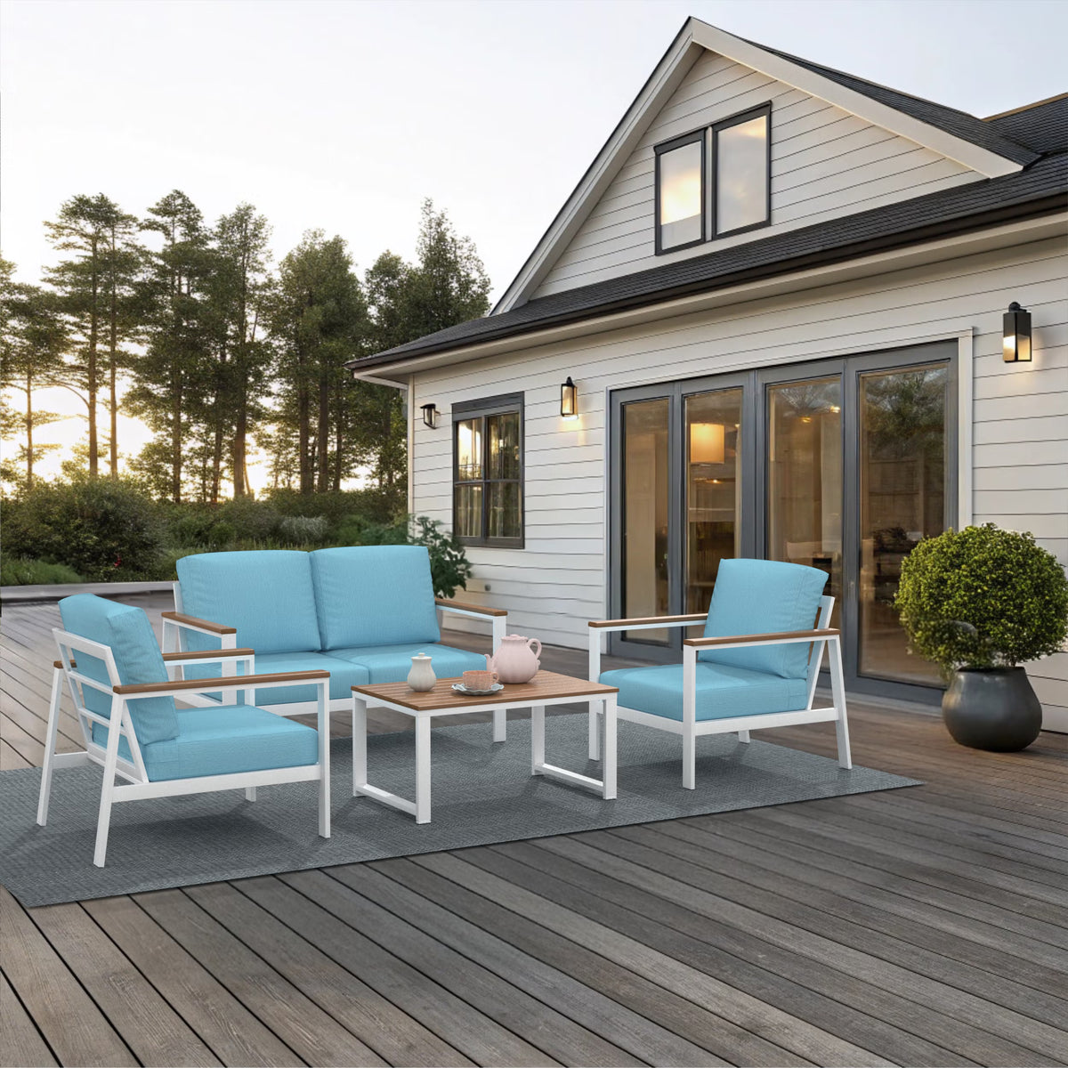 NorthCape International Brighton Aluminum Outdoor 4-Person Conversation Patio Set