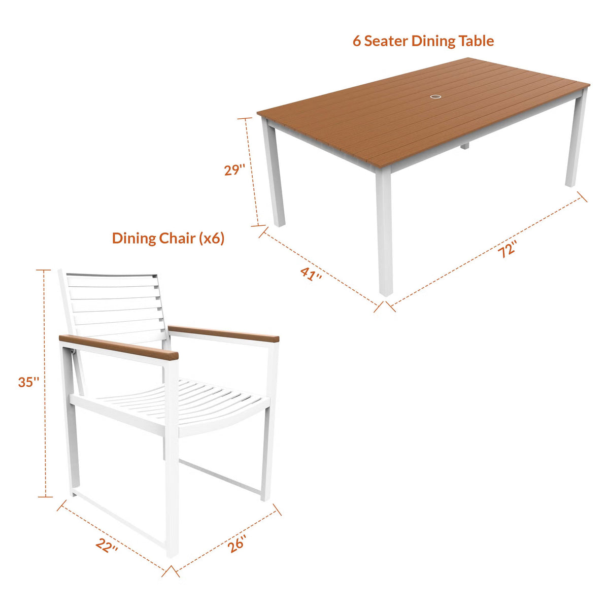 NorthCape International Brighton Aluminum Outdoor 6-Person Patio Dining Set