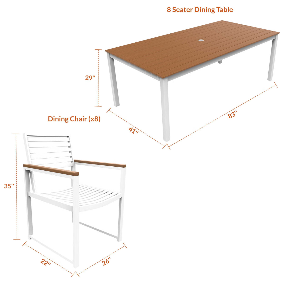 NorthCape International Brighton Aluminum Outdoor 8-Person Patio Dining Set
