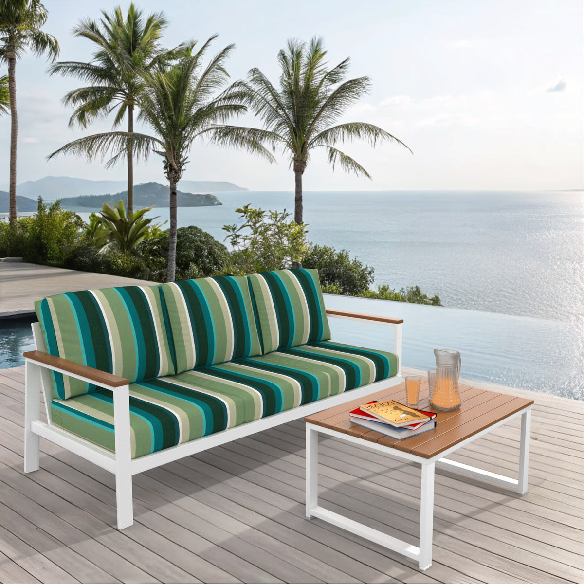 NorthCape International Brighton Aluminum Outdoor Patio 3-Seater Sofa