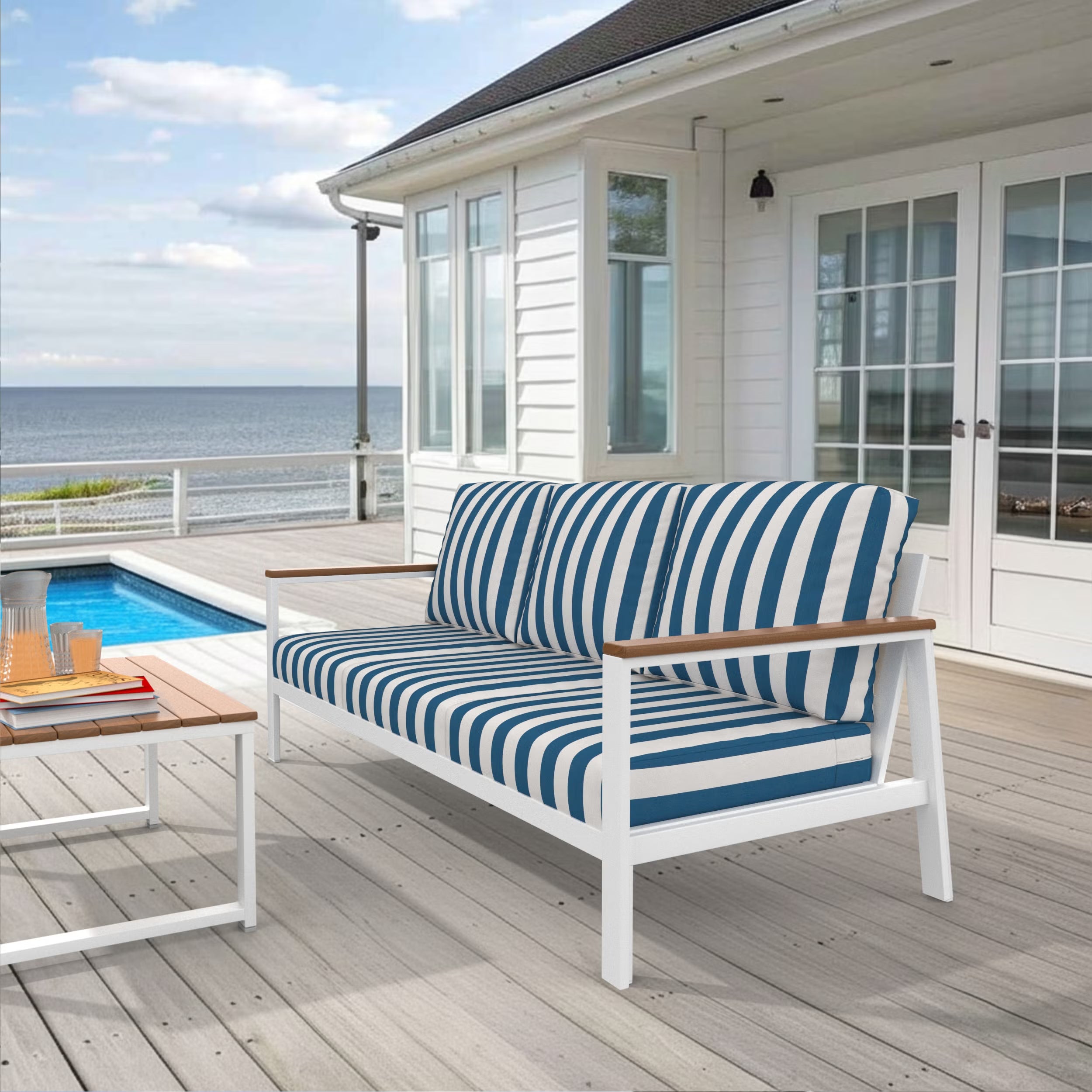 NorthCape International Brighton Aluminum Outdoor Patio 3-Seater Sofa