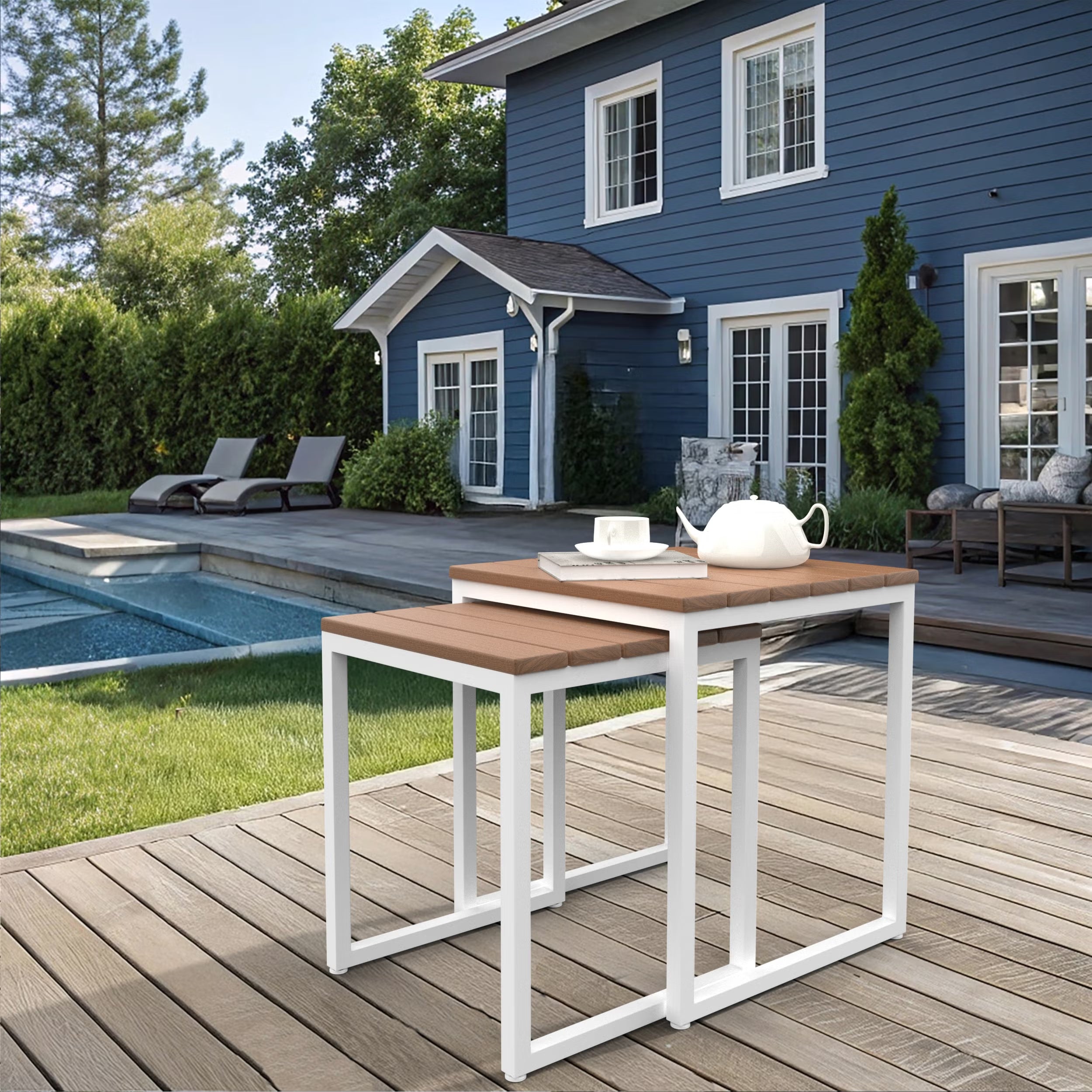 NorthCape International Brighton Aluminum Outdoor Patio Nesting Table
