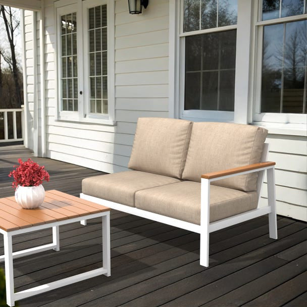 NorthCape International Brighton Aluminum Outdoor Sectional Left Arm Loveseat