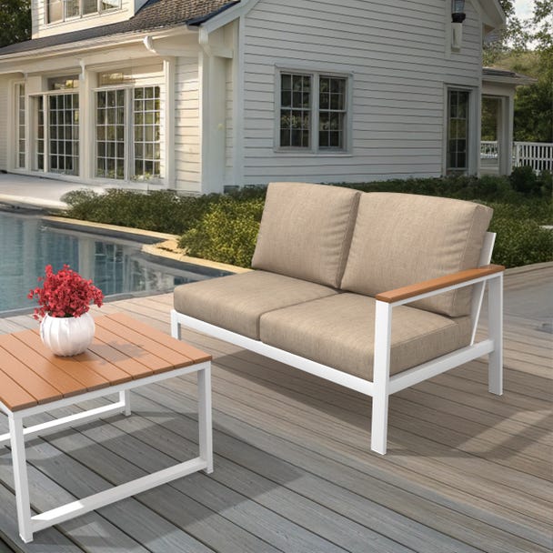 NorthCape International Brighton Aluminum Outdoor Sectional Left Arm Loveseat