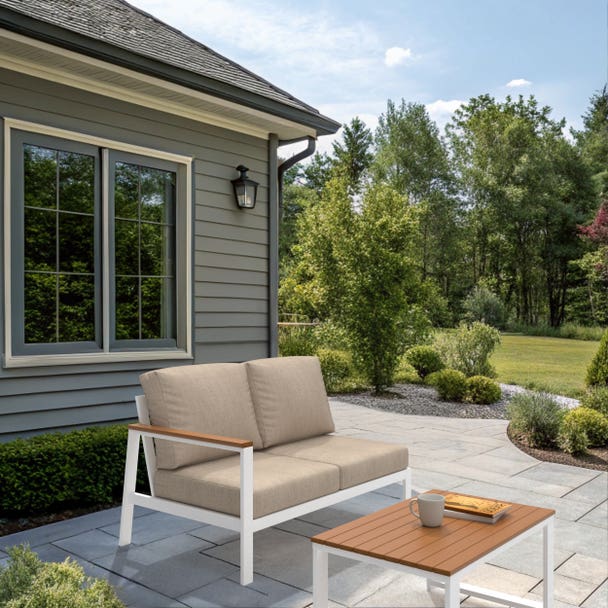 NorthCape International Brighton Aluminum Outdoor Sectional Right Arm Loveseat