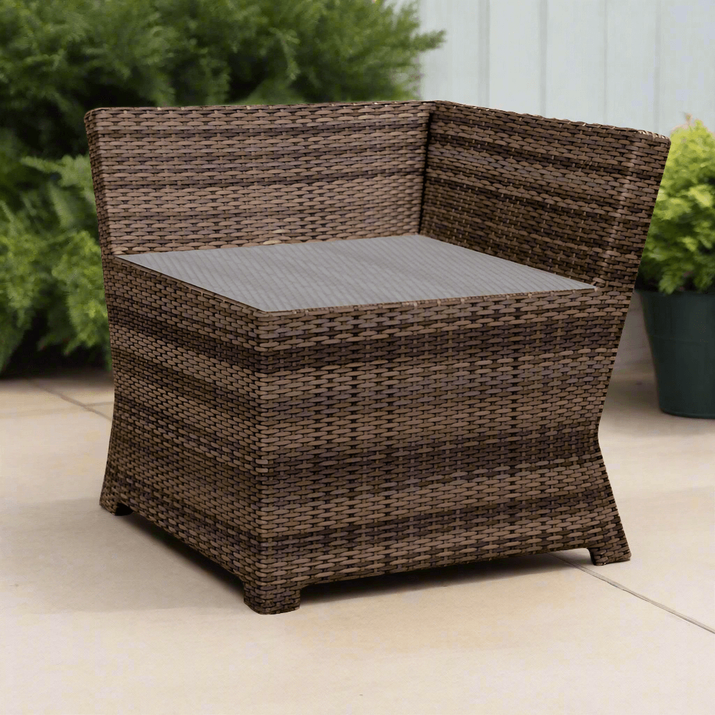 Forever Patio Brookside Wicker Corner End Table With Glass Top