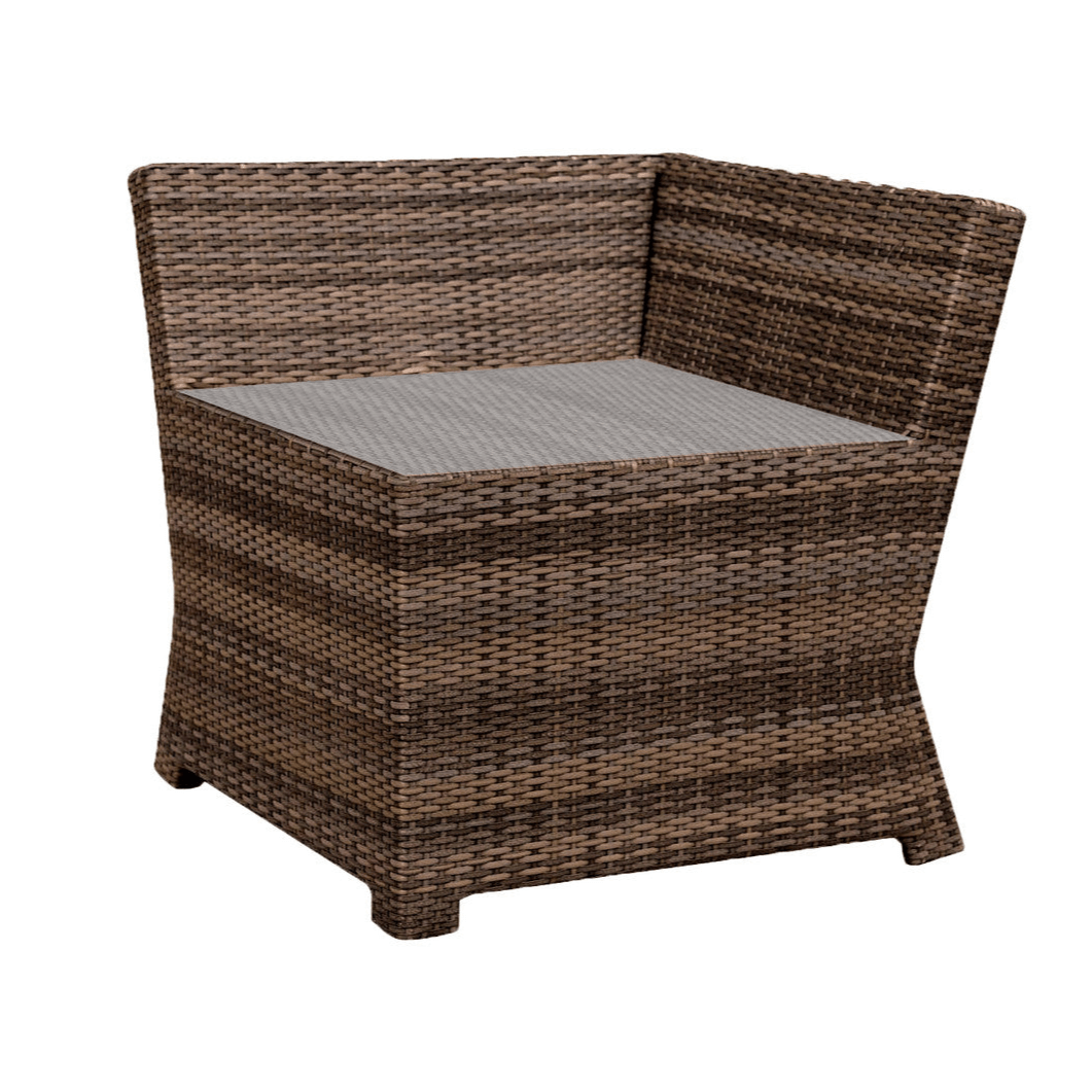 Forever Patio Brookside Wicker Corner End Table With Glass Top