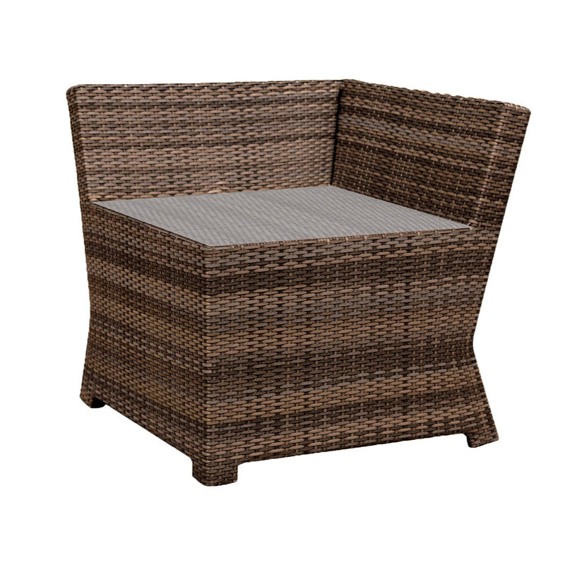 Forever Patio Brookside Wicker Corner End Table With Glass Top