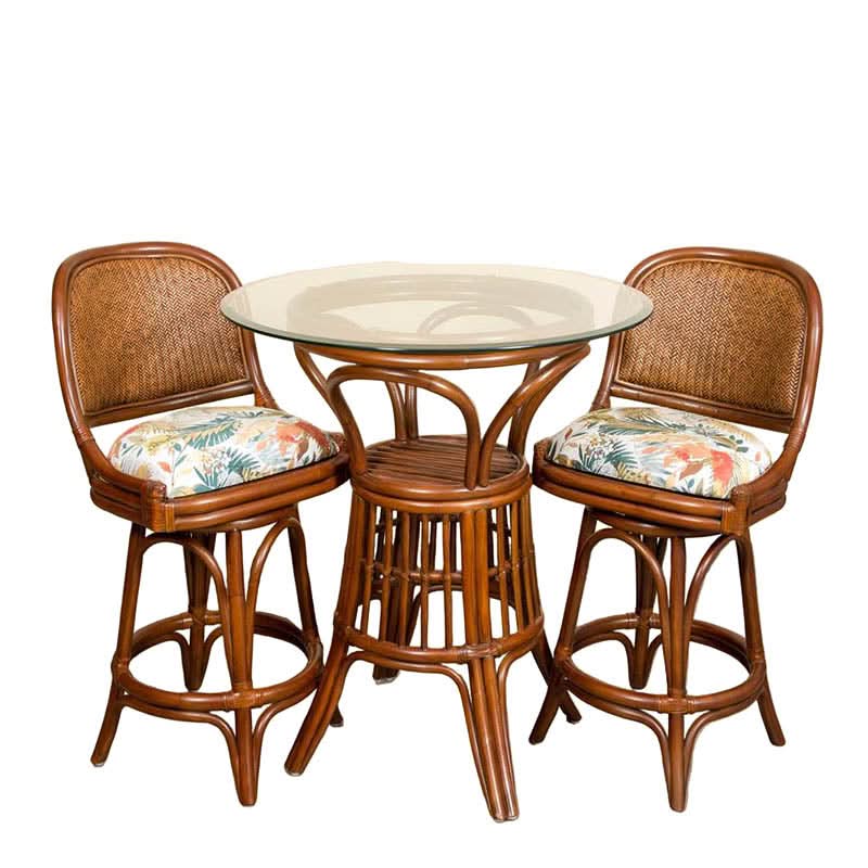 Alexander & Sheridan Cayman Rattan Indoor 2-Person Counter Set with Cushions