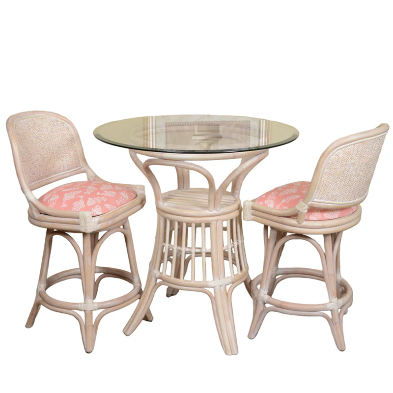 Alexander & Sheridan Cayman Rattan Indoor 2-Person Counter Set with Cushions