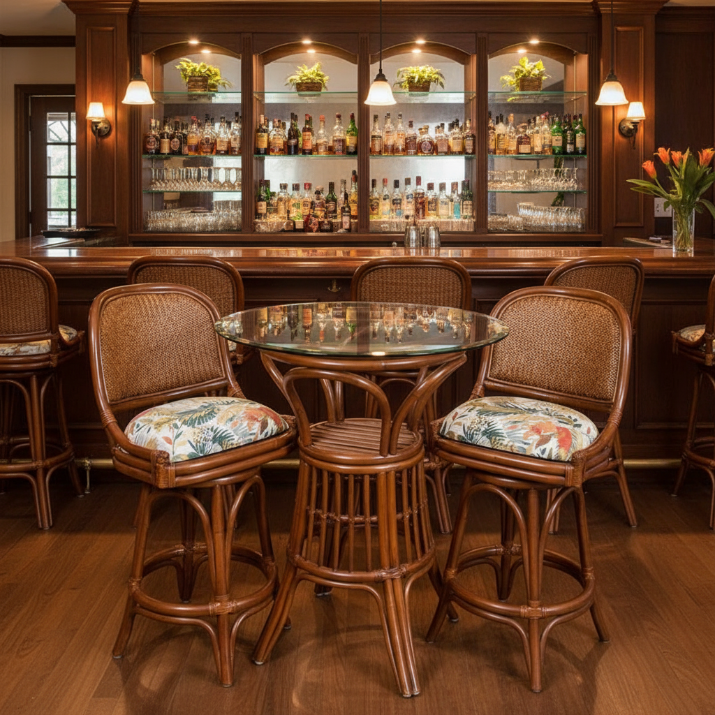 Alexander & Sheridan Cayman 3 Piece Rattan Indoor Counter Set