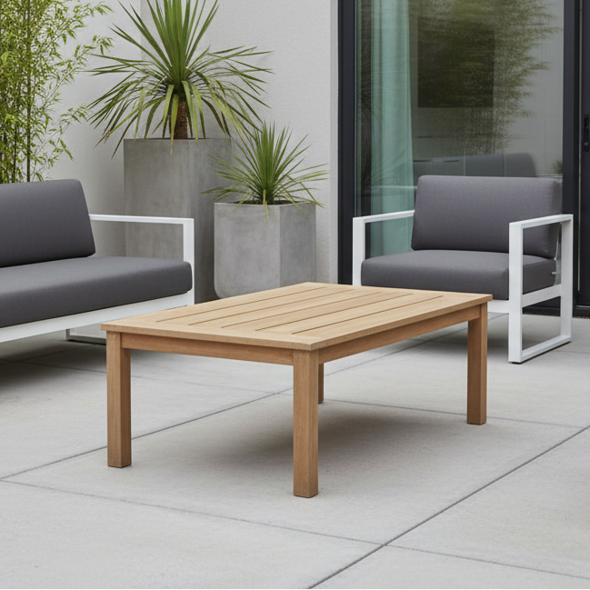Sunset West Coastal Teak Outdoor Rectangular Coffee Table