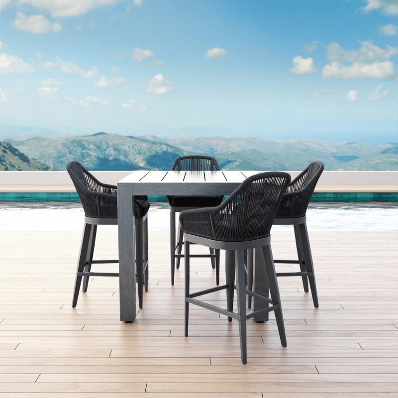 Sunset West Milano Rope And Aluminum Outdoor Bar Stool