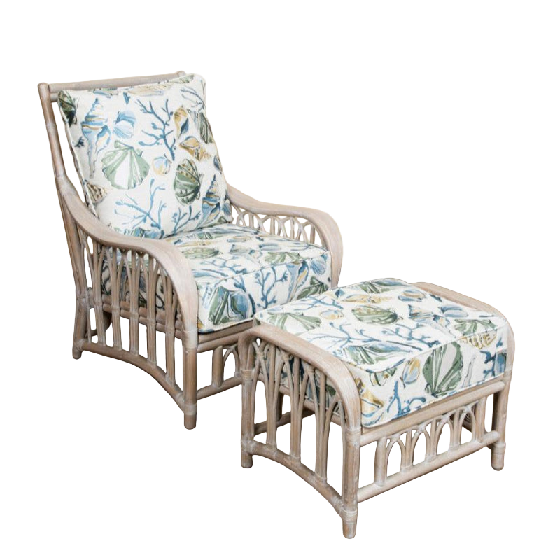 Alexander & Sheridan Cuba Rattan Indoor 2-Piece Lounge Chair Set with Cushions