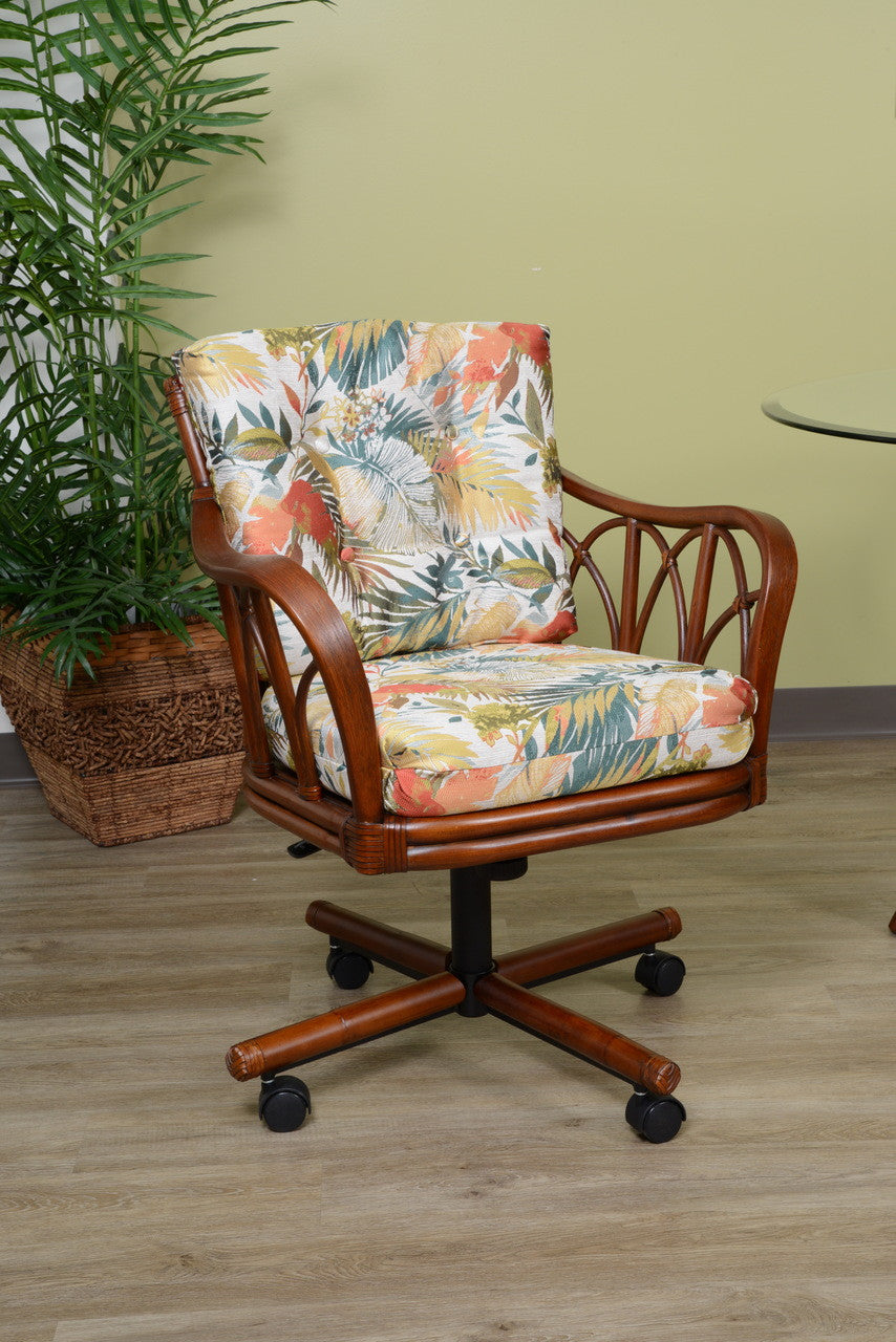 Alexander & Sheridan Cuba Rattan Indoor 5 Piece Tilt Swivel Caster Dining Set