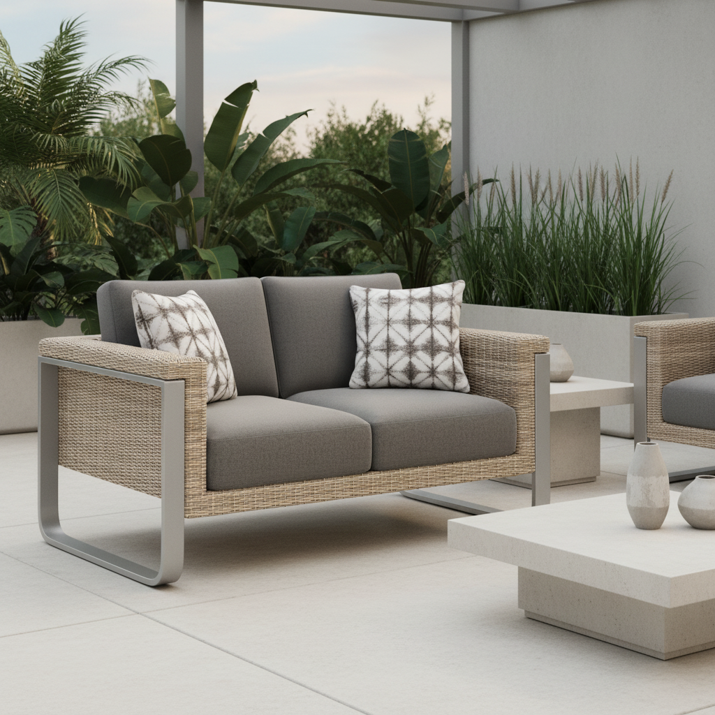 South Sea Rattan Callaway Aluminum Outdoor Loveseat