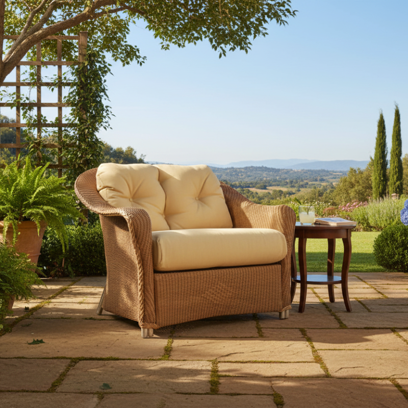 Lloyd Flanders Reflections Wicker Outdoor Chair and a Half
