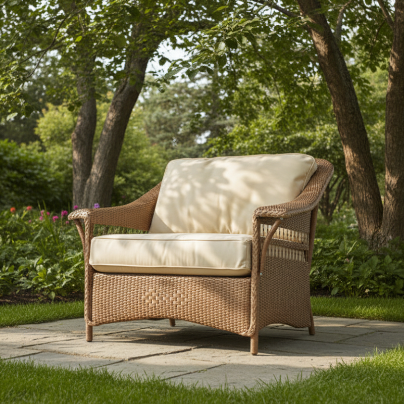 Lloyd Flanders Nantucket Wicker Outdoor Chair and a Half
