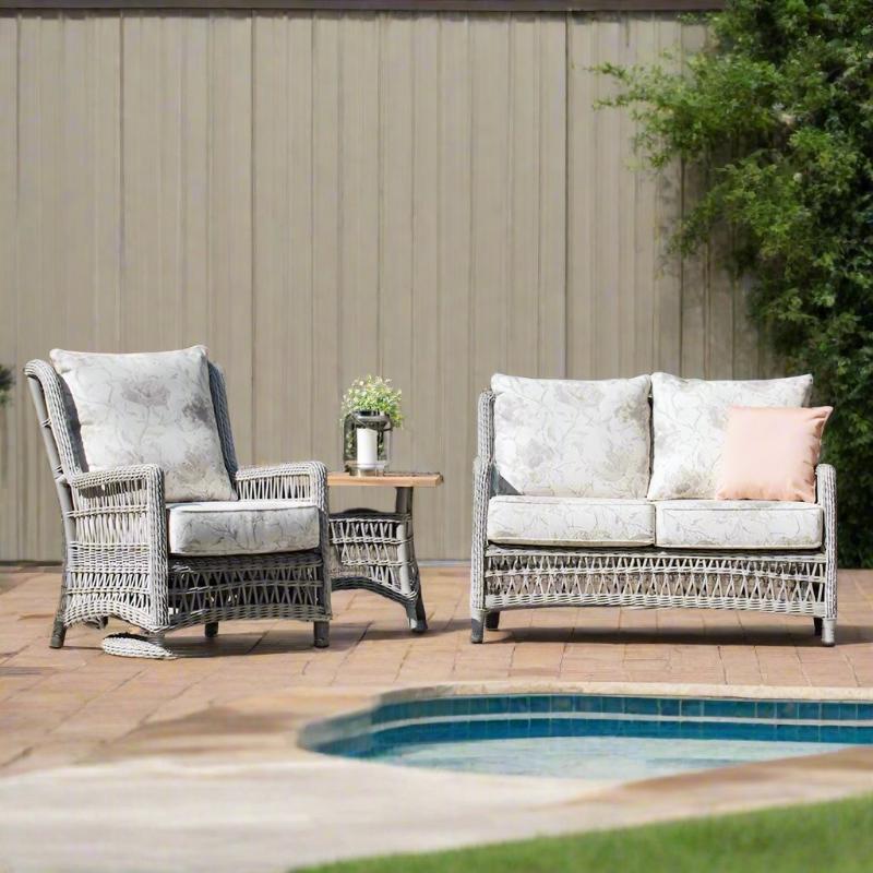 Lloyd Flanders Mackinac Woven Vinyl Outdoor 3‑Person Loveseat Set
