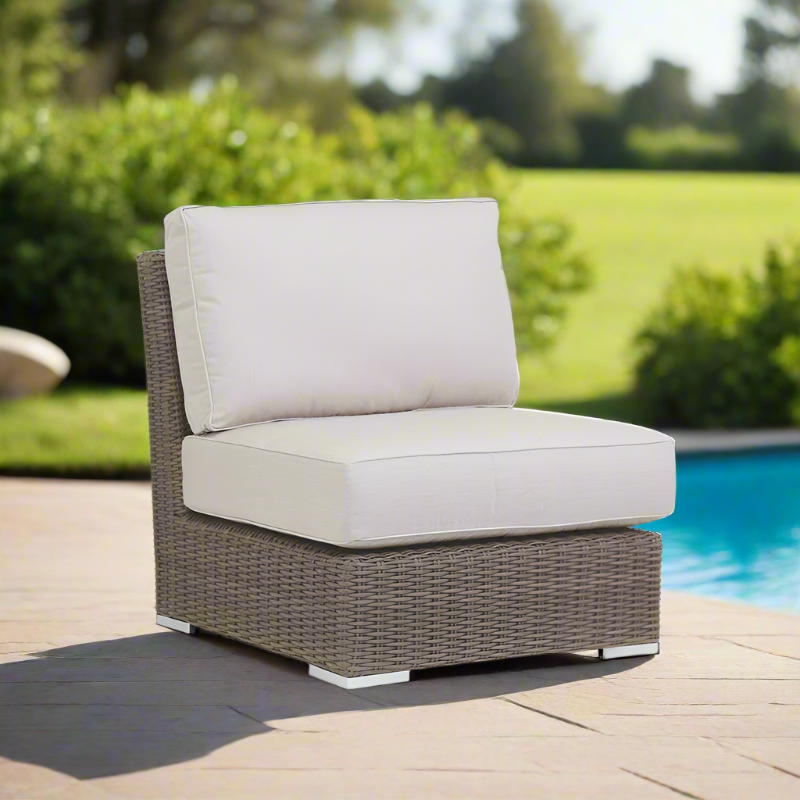 Sunset West Coronado Wicker Outdoor Armless Club Chair With Cushions