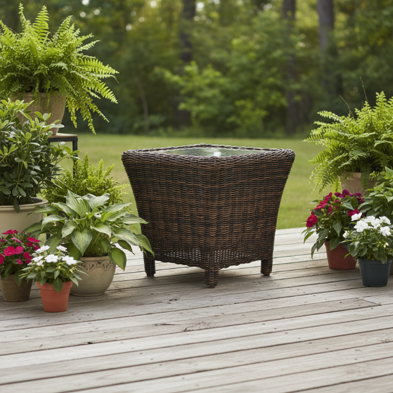 South Sea Rattan Del Ray Resin Wicker Outdoor End Table