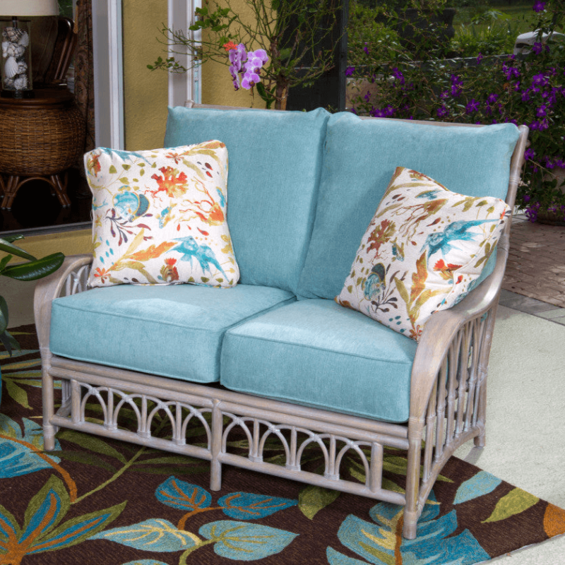 Alexander & Sheridan Cuba Rattan Indoor Loveseat with Cushions