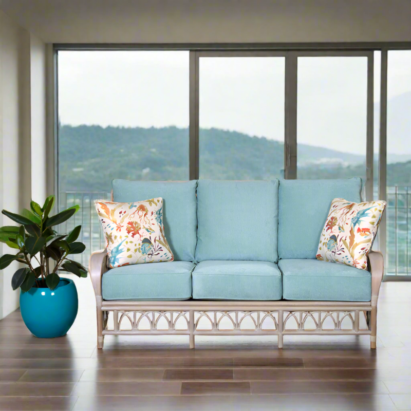 Alexander & Sheridan Cuba Rattan Indoor Sofa with Cushions