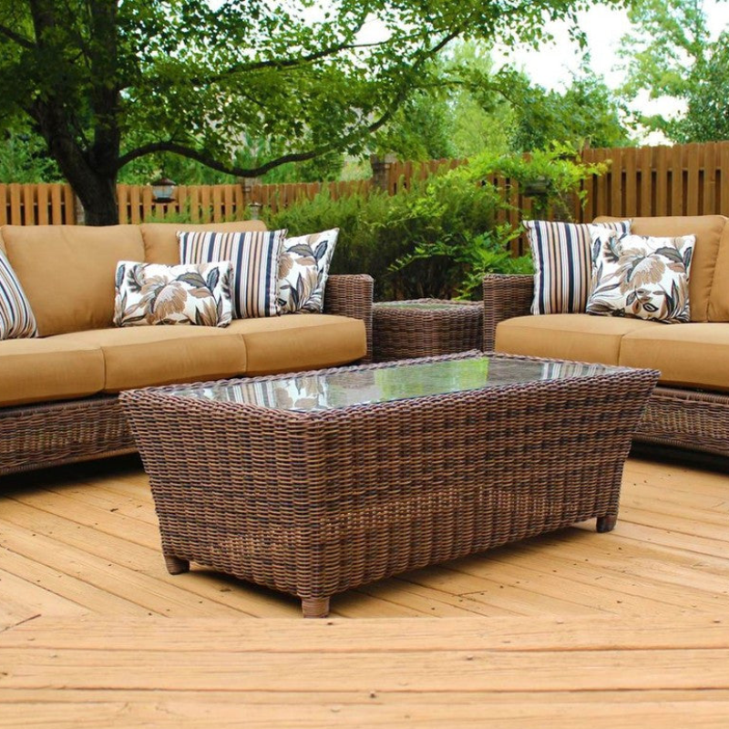 South Sea Rattan Del Ray Resin Wicker Outdoor Rectangular Coffee Table