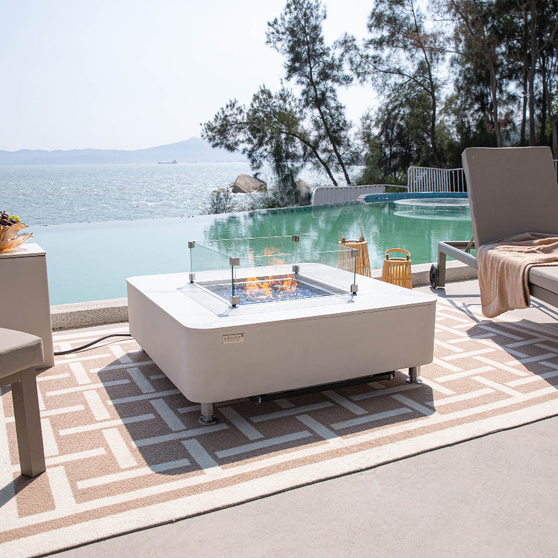Elementi Plus Annecy Marble Porcelain Outdoor Fire Table