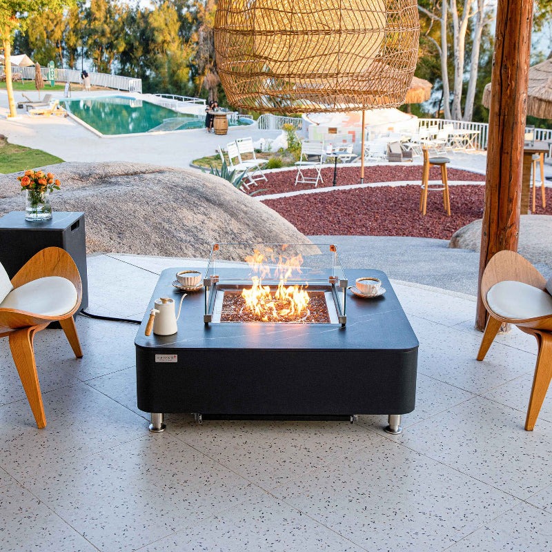 Elementi Plus Annecy Marble Porcelain Outdoor Fire Table