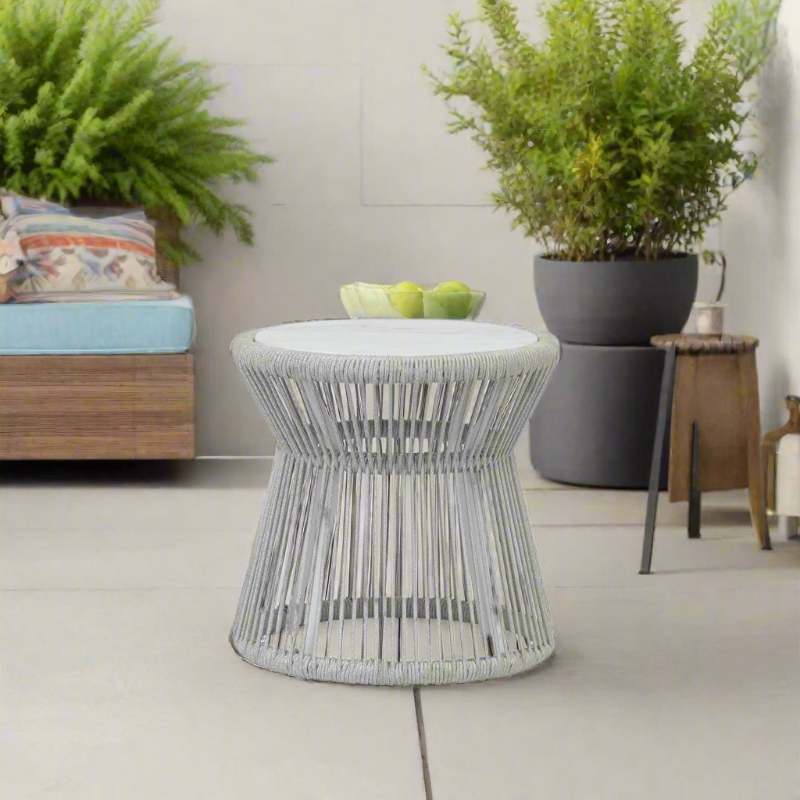 Sunset West Miami Rope Aluminum Outdoor End Table