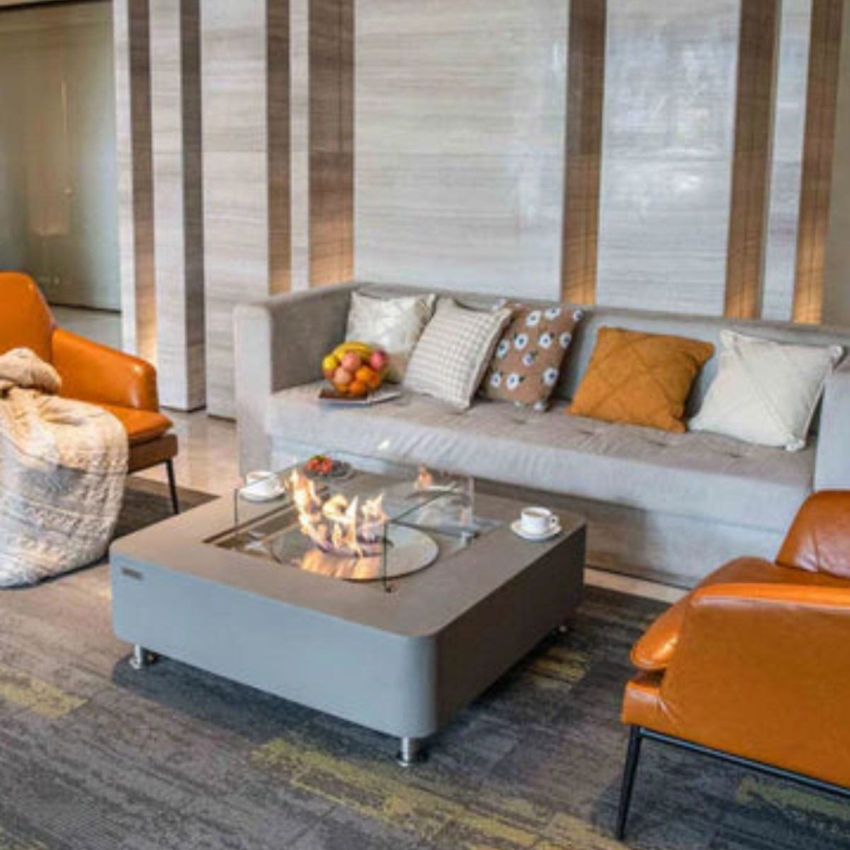 Elementi Perth 40" Square Concrete Ethanol Fire Table