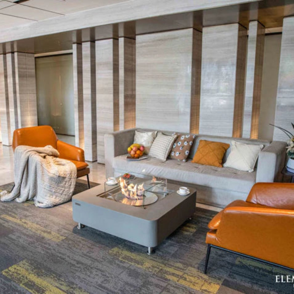 Elementi Perth 40" Square Concrete Ethanol Fire Table