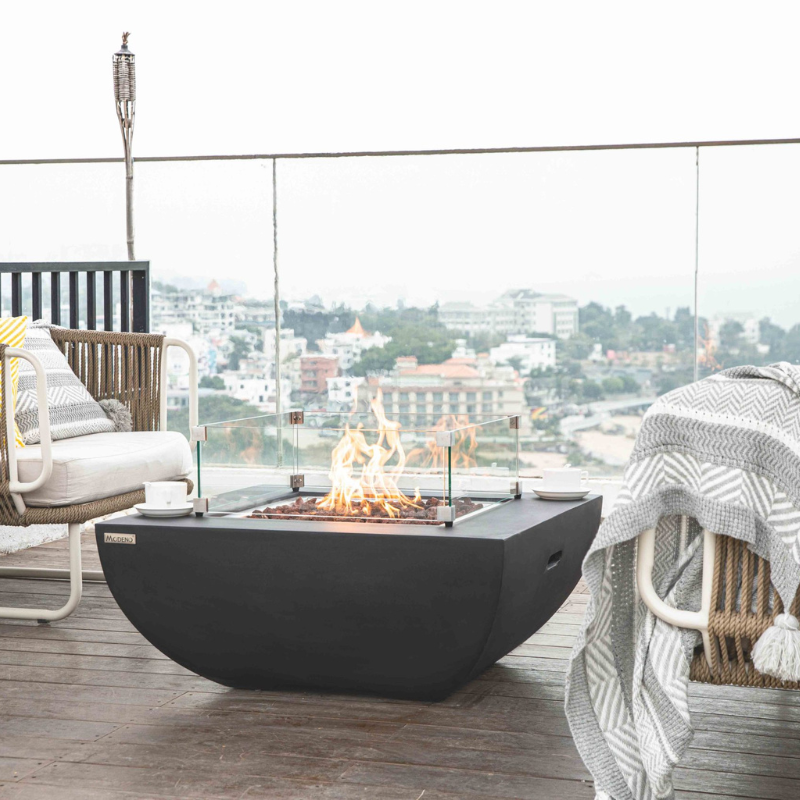 Elementi Modeno Aurora Glass Fiber Reinforced Concrete Outdoor Fire Table
