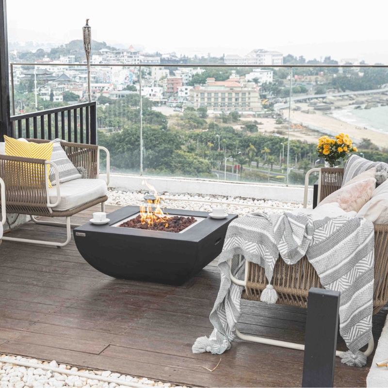 Elementi Modeno Aurora Glass Fiber Reinforced Concrete Outdoor Fire Table