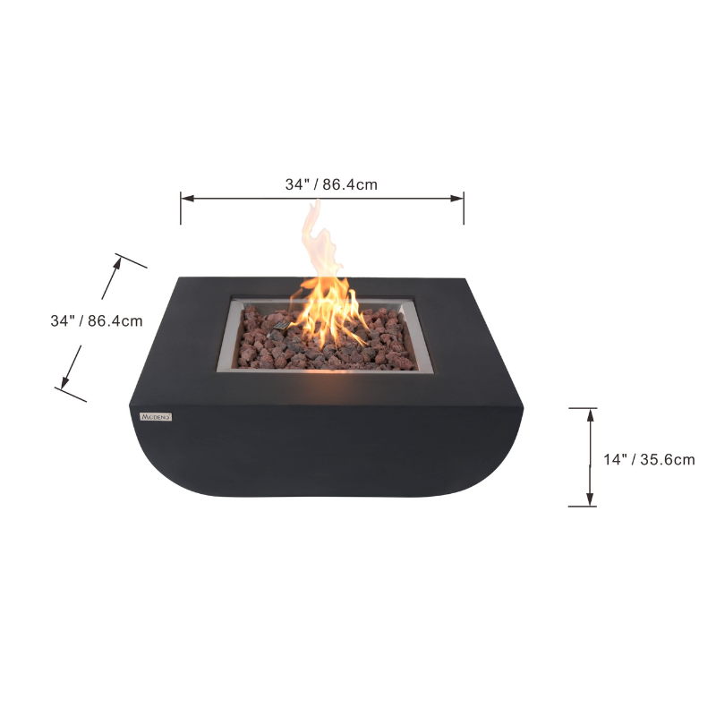 Elementi Modeno Aurora Glass Fiber Reinforced Concrete Outdoor Fire Table