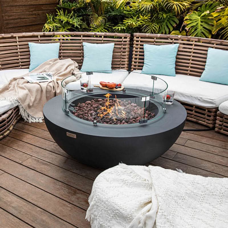 Elementi Lunar Bowl Glass Fiber Reinforced Concrete Outdoor Fire Table