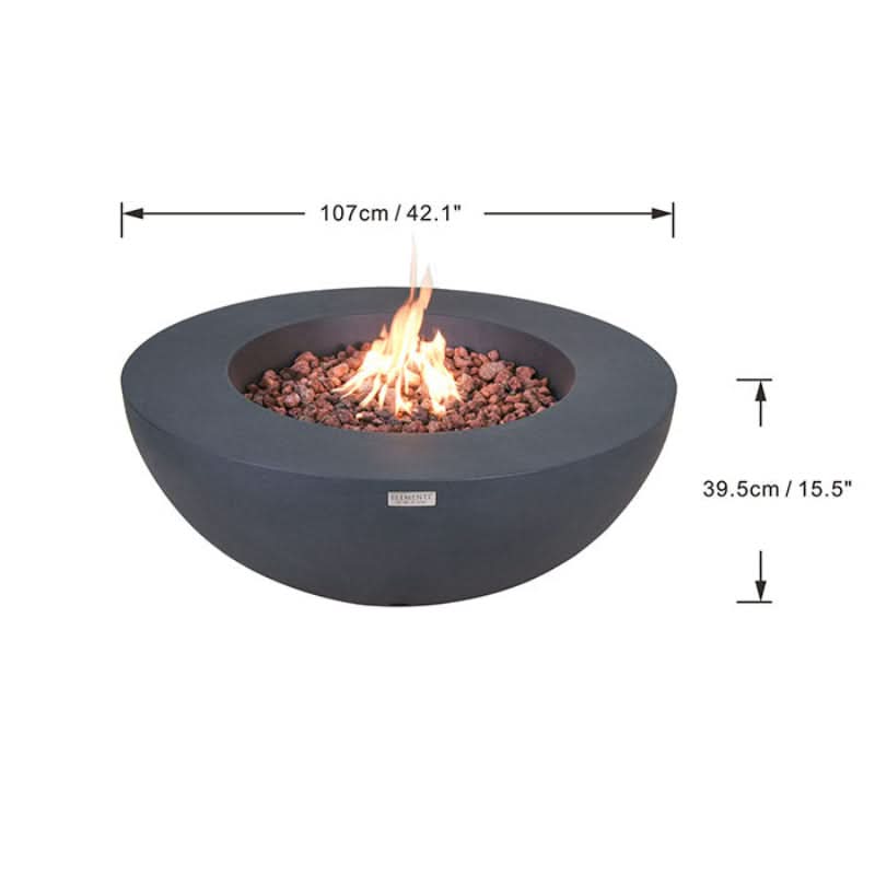 Elementi Lunar Bowl Glass Fiber Reinforced Concrete Outdoor Fire Table