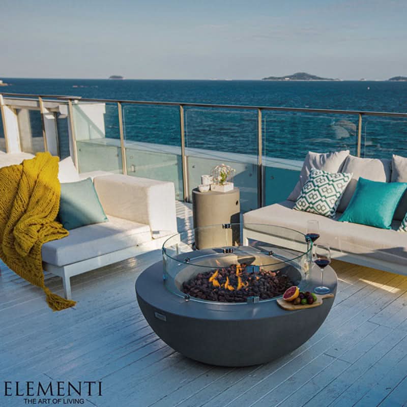 Elementi Lunar Bowl Glass Fiber Reinforced Concrete Outdoor Fire Table
