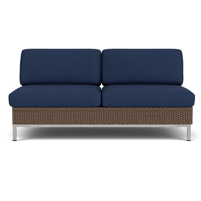 Lloyd Flanders Elements Wicker Outdoor Armless Settee with Loom Back