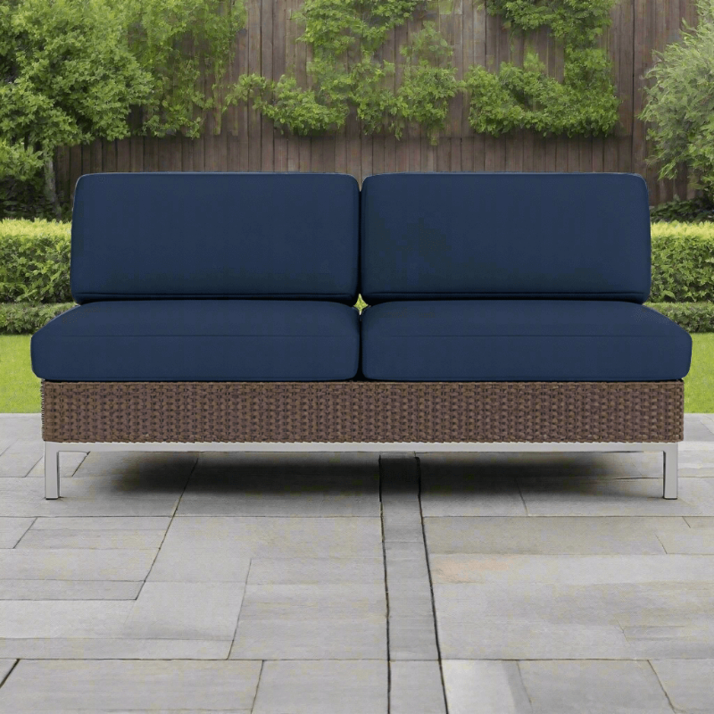 Lloyd Flanders Elements Wicker Outdoor Armless Settee with Loom Back