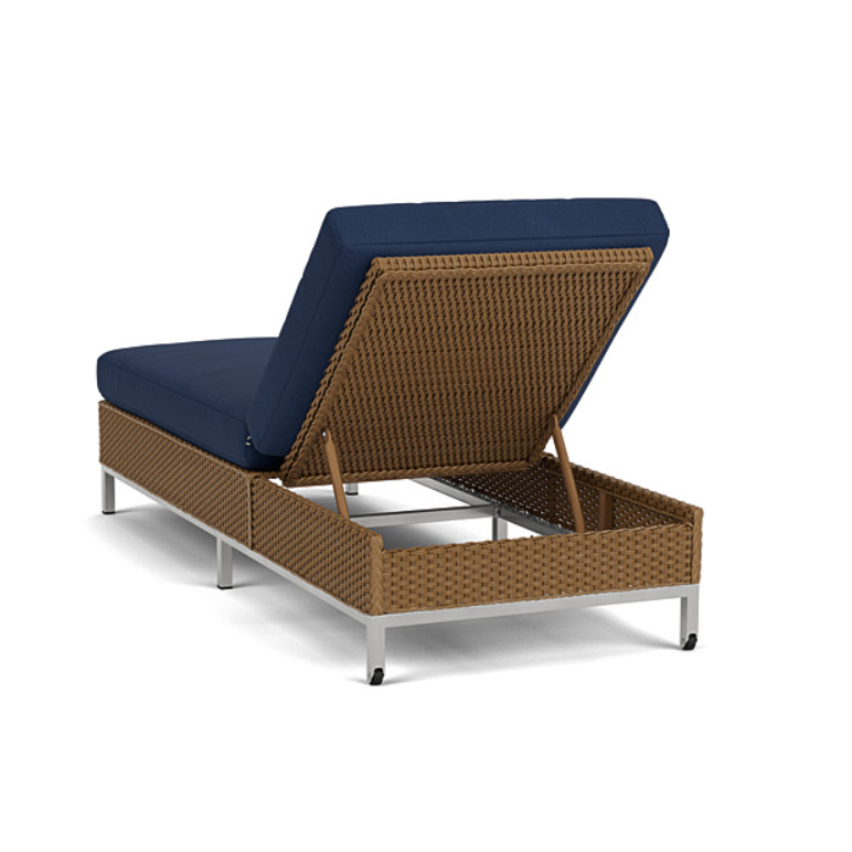 Lloyd Flanders Elements Wicker Outdoor Chaise with Stainless Steel Base