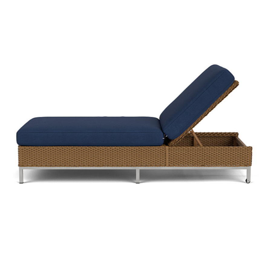 Lloyd Flanders Elements Wicker Outdoor Chaise with Stainless Steel Base