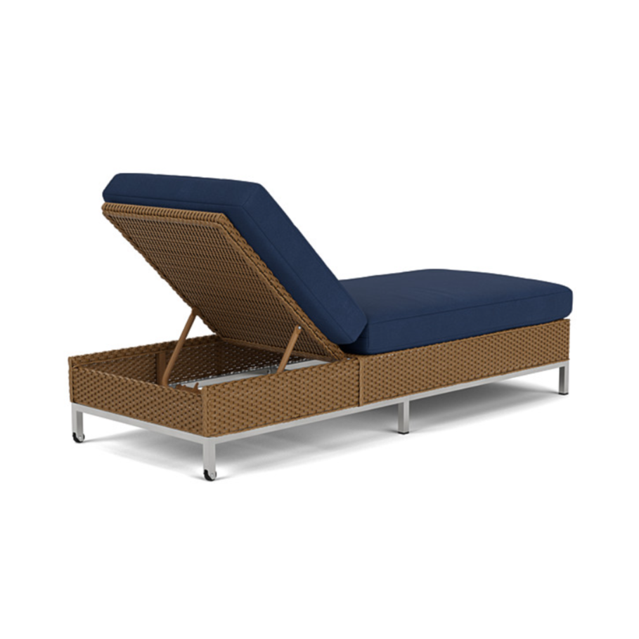 Lloyd Flanders Elements Wicker Outdoor Chaise with Stainless Steel Base